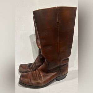 Frye Cats Paw Vintage Western Cowboy Boots Leather Pull On Riding Boots Sz 8.5 D